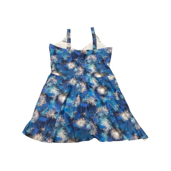 Women’s Blue Tie-Dye Swim Dress Size L Tummy Control One Piece Bathing Suit - Picture 10 of 12
